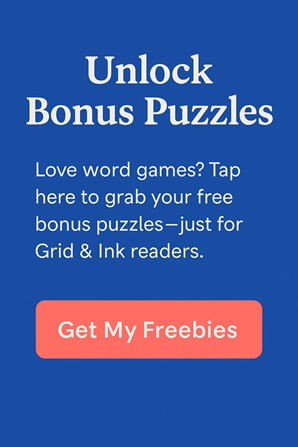 Promotional graphic with the text "Unlock Bonus Puzzles" and a button that reads "Get My Freebies" against a bold blue background.